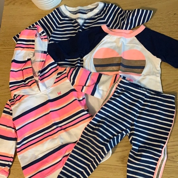 Carter’s Neon Pink Baby Girls Outfit Bundle - Picture 1 of 9